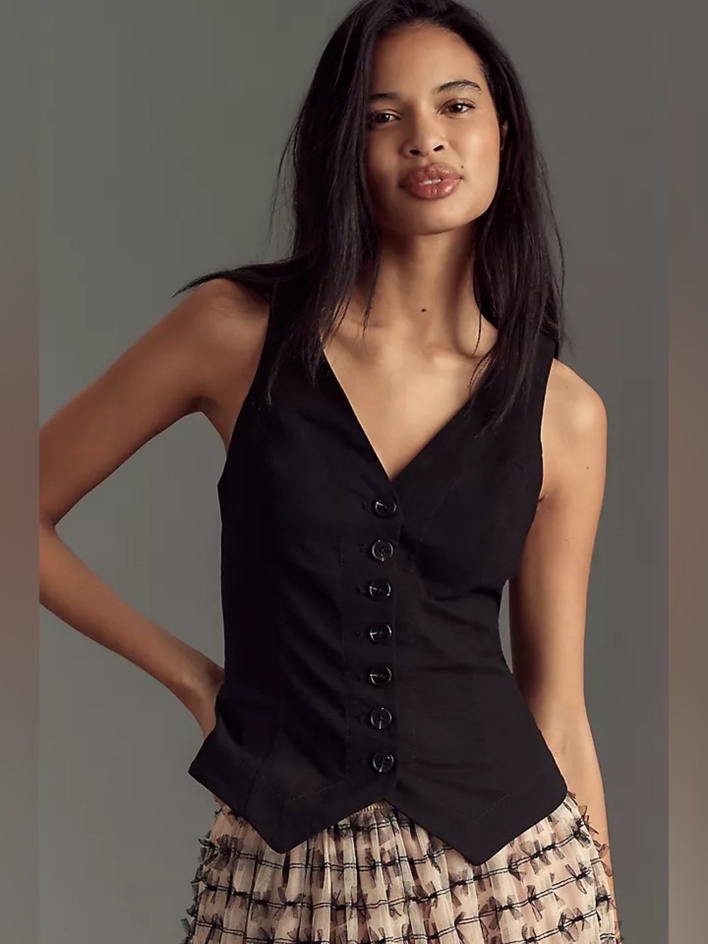 Anthropologie Sleeveless Buttondown Waistcoat Vest